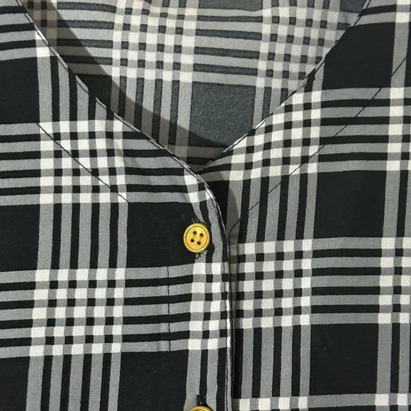 Black and White Plaid Women's Blouse - Picture 8 of 13